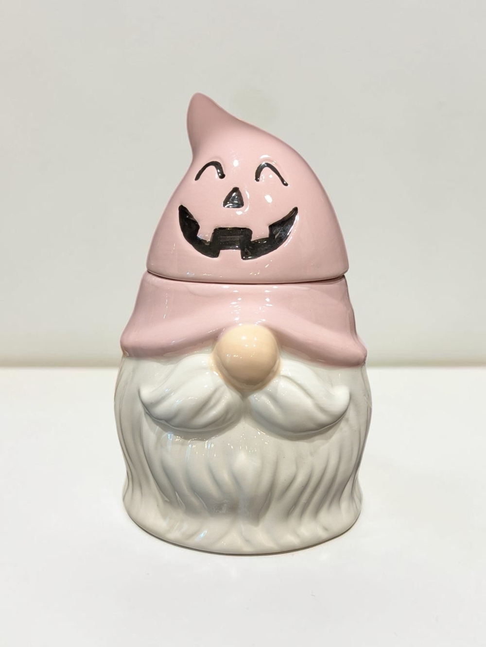 Martha Stewart Pink Pastel Halloween Gnome Ceramic Candle Jar With 2 Wicks 16oz